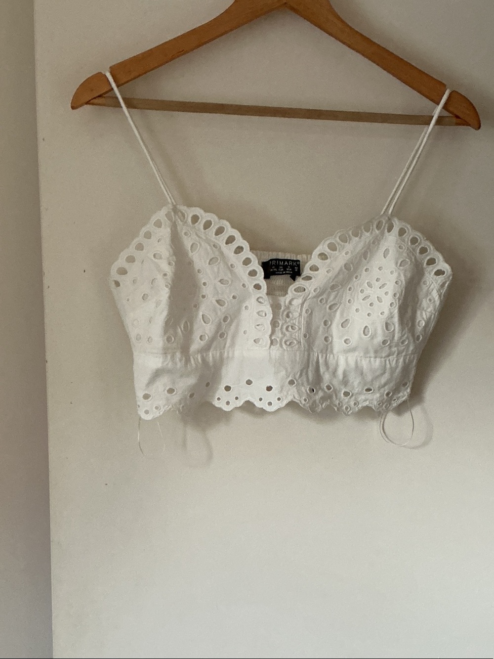 Primark White Broderie Anglaise Scalloped Cami Top